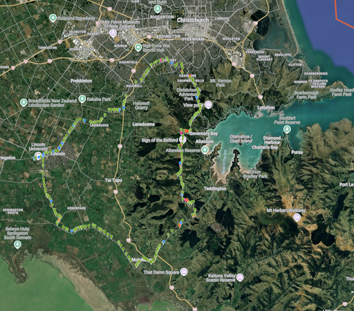 A screenshot of a satellite map of Christchurch city, New Zealand, from the iNaturalist website, showing pins on the map of my observations from Friday 25 April. 1,961 observations of 473 species (identified so far).