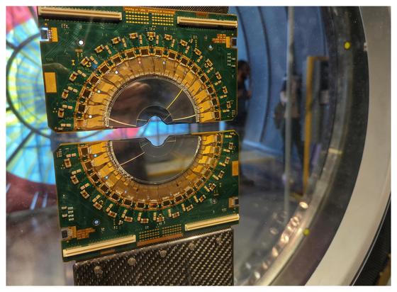 A display of some computing card used in a machine for physics.