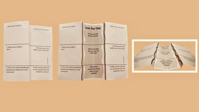 A4 worksheet is folded so at first there is no gap and then it is unfolded so a gap is apparent in the middle.