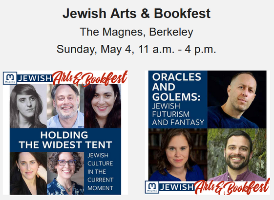 Jewish Arts & Bookfest
The Magnes, Berkely
Sunday, May 4th from 11 AM to 4 PM

Reboot participants: 

Holding the Widest Tent at 12 p.m.
As the political ground shifts beneath us with vertiginous speed, Ayin Press’s Penina Eilberg-Schwartz, Jewish Film Institute’s Lexi Leban, Reboot’s David Katznelson, LABA’s Elissa Strauss and the Magnes’s Hannah Weisman will explore what it means to create and curate Jewish culture that holds the full complexity of the moment? This panel brings together curators from across the Jewish arts and literary world who are wrestling with this question in creative ways. Together, they will explore how to build inclusive cultural spaces that honor a multiplicity of perspectives, how to uncover hidden stories and responsibly engage with inherited narratives, and how to forge new constellations of meaning in service of a better world.

Oracles and Golems: Jewish Futurism and Fantasy at 1 p.m.
This author panel featuring Adam Mansbach, Helene Wecker, and Michael David Lukas, will explore the vast and varied landscape of Jewish speculative fiction from Altneuland to The Yiddish Policemen’s Union and beyond. Looking at science fiction, fantasy, fabulism, and speculative historical fiction, they will ask what it means (politically, aesthetically, practically) for Jews to imagine and write new worlds, whether there is a particularly Jewish mode of futurism, and what other movements and literary traditions it might intersect with.
