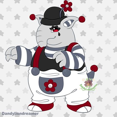 the pokemon drowzee  redesigned to look like a mime!

hes wearing a black bowler hat with a red flower on it
 
the skin is grey, with inner ears that are striped white and dark grey

face make up: spikes above the eye and a single tear drop
red pom poms on the ears
wearing a stripped grey and white under neath a black tanktop thats under red straps to grey buttons white overalls, the overalls has a grey pocket on the front with a red smiling flower, the feet are red with white nails, and  the tail is grey with a red pompom on it

The Alt text is Done Now!

Extra Tags:
 #artistonbsky #artistsonbluesky #artshare #artsky #ocsk #ocart #promosky #promo #artmutuals #artmoots #moots #mutuals #artist #artwork #digitalart #digitaldrawing #digitalillustration #illustration #humanartist #humanmadeart #humanart #sfwart #sfw #smallartist #smallbusiness #queerartist #lgbtartist #clipstudiopaint #supportartists #noai #antiai
