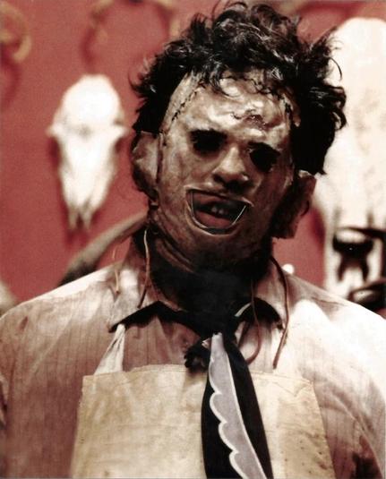 leatherface getting ready for his big presentation