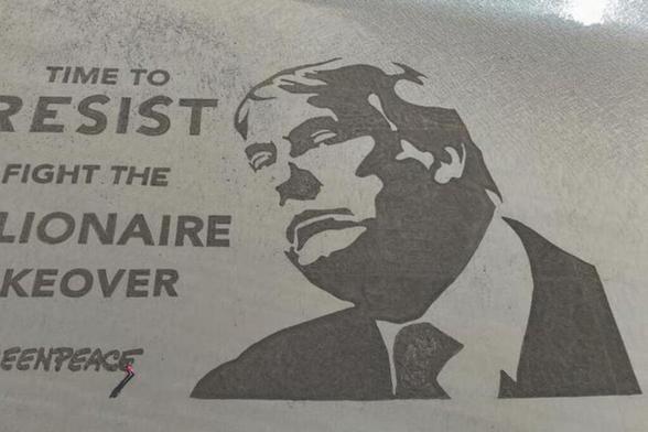 Donald Trump protest art created on beach near Turnberry golf resort