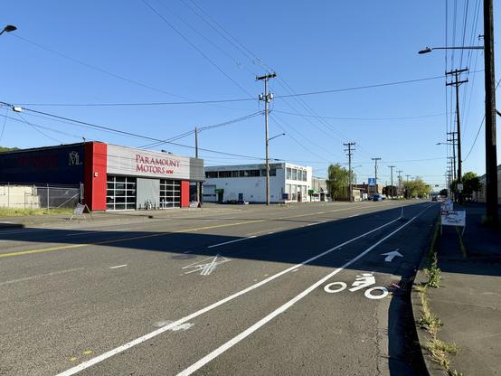 New partially painted bike lane on a roadway