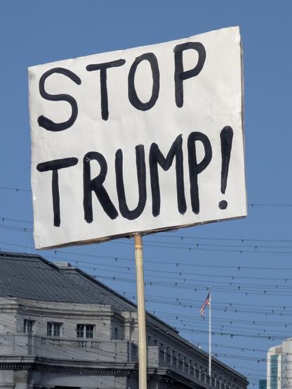 Sign reading "Stop Trump!"