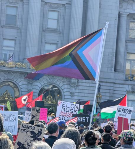 Flags waving in Civic Center, SF.
