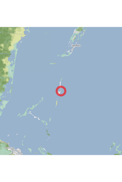 Map of the location of the observation: Belize, Belize, (latitude: 17.74, longitude: -88.02).