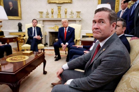 US National Security Advisor Mike Waltz in the White House as Donald Trump hosts NATO Secretary General Mark Rutte, Washington D.C., March 13, 2025 (Andrew Harnik/Getty)