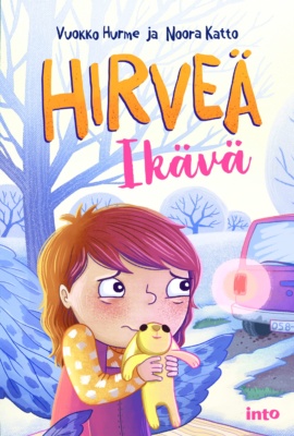 Hirveä Ikävä -kirjan kannessa on piirros pienestä lapsesta, joka näyttää surulliselta, pitelee pehmopupua kädessään ja katselee poistuvan auton perään.