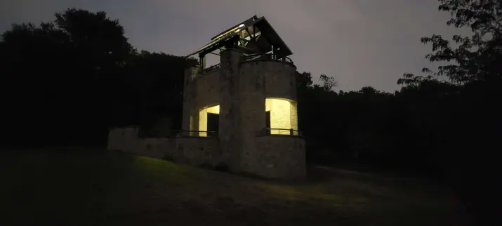 Observation tower at night