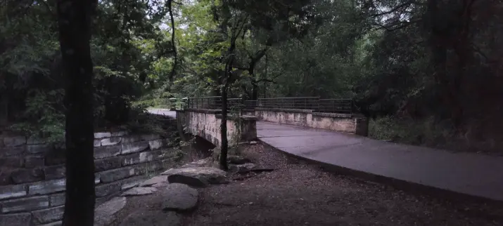 Bridge over a creek surrounded by trees