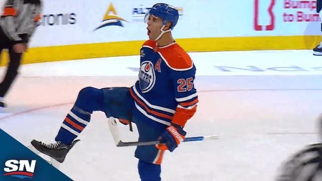 Oilers' Darnell Nurse Receives Trailing Pass And Picks His Spot On Darcy Kuemper