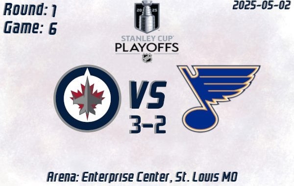 GDT - Friday May 02, 2025 | Jets at Blues @ 7pm CT | Playoffs Round 1 Game 6
