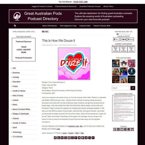 This Is How We Douze It
Screenshot of the podcast listing on the Great Australian Pods website