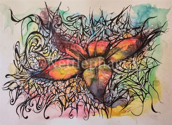 Weirdly abstract tribal painting of flower?