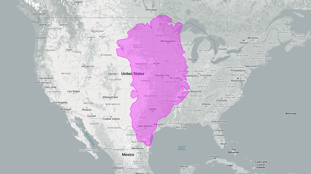 A comparative map showing that the US is larger than Greenland.