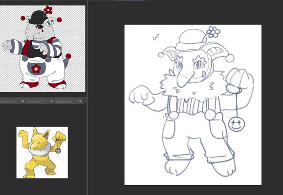 a sketch of the pokemon hypno as a mime