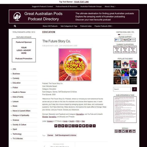 The Future Story Co.
Screenshot of the podcast listing on the Great Australian Pods website