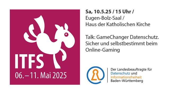 Programmtipp: Am Samstag, 10. Mai 2025, 15-16:30 Uhr, Eugen-​Bolz-​Saal, Haus der Katholischen Kirche, Diskussion zum Thema: GameChanger Datenschutz. Sicher und selbstbestimmt beim Gaming