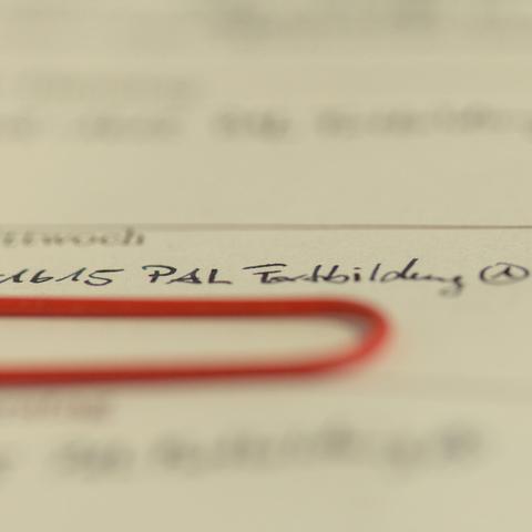 Eintrag für eine Fortbildung in einem Papierkalender