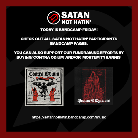 All text is the same as in the body of this post. Also contains two images of the cover art of the two Satan Not Hatin' fundraiser albums.