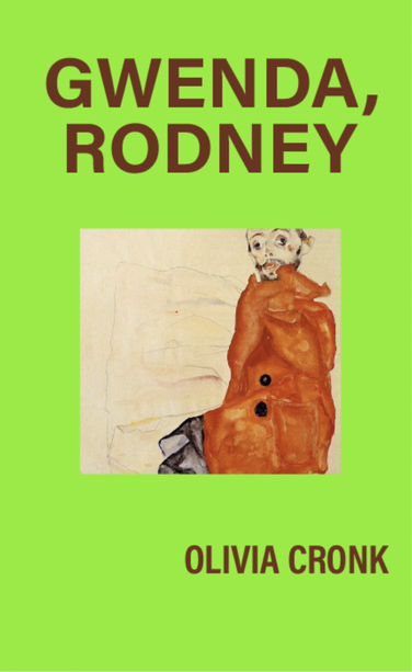 Book cover for Gwenda, Rodney by Olivia Cronk (Meekling Press), with a bearded person swaddled in an orange coat. An exquisitely genre-ambiguous “poetry novel” scintillating with art, ardor, and decay, a book about reading novels, ekphrasis, and the gaze, transcribed in a mode as ethereal as air filling a garment left to hang. https://meeklingpress.com/gwenda-rodney/