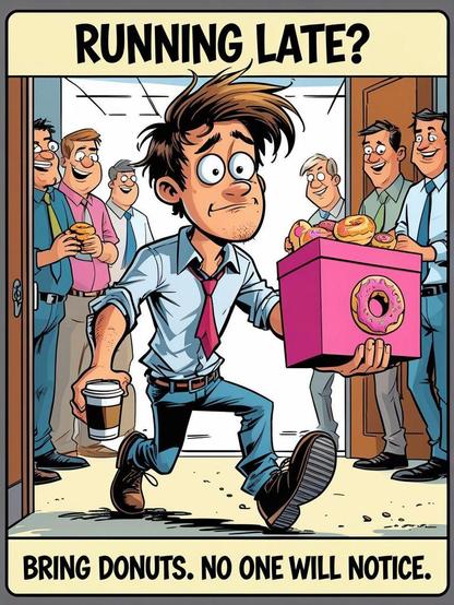 Running late? Bring donuts and nobody will notice.