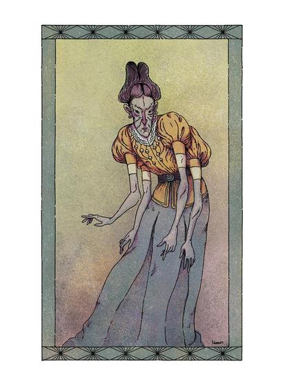 Illustration of a medieval noble lady with four arms
