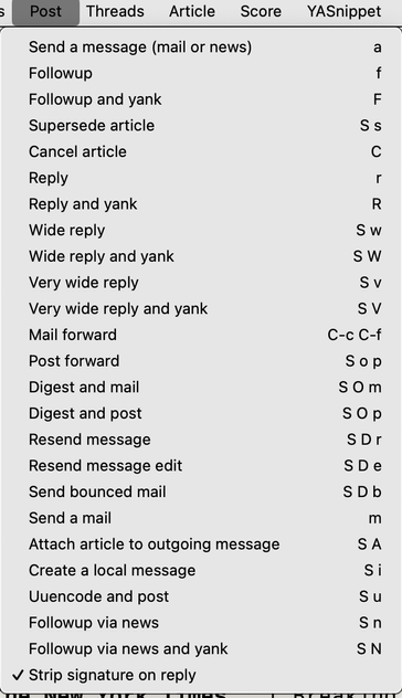 Gnus "Post" menu