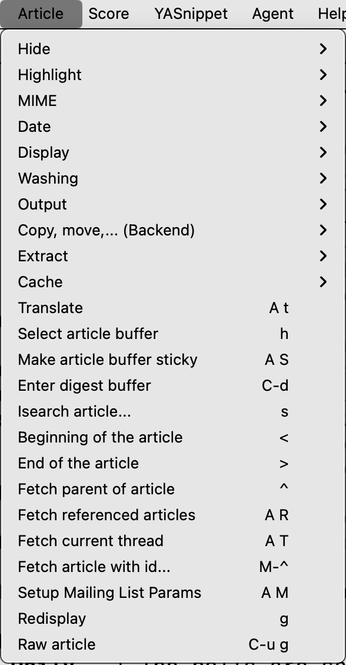 Gnus "Article" menu