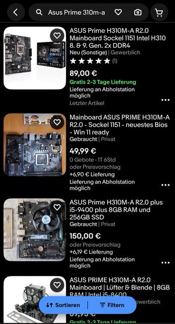 Angebote bei ebay: ASUS Prime H410M-A.