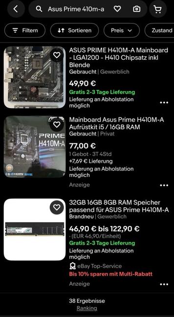 Angebote bei ebay: ASUS Prime H410M-A.