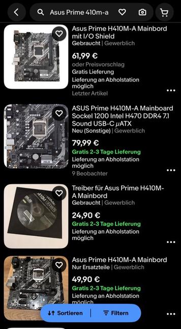 Angebote bei ebay: ASUS Prime H410M-A.