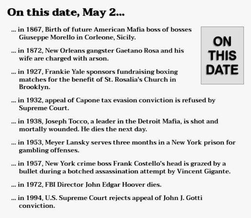Collection of crime history items from May 2.