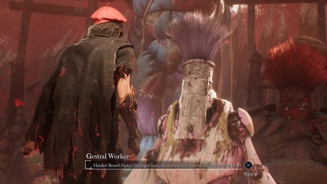 A worker of the Gestral tribe mentions he wants to work "Harder! Better! Faster! Stronger!", a reference to a popular French pop song by Daft Punk.