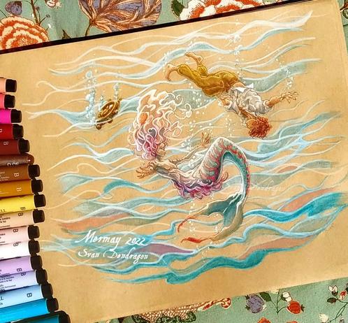 Mermay 2022
A meeting between a mermaid and a human guy under water.