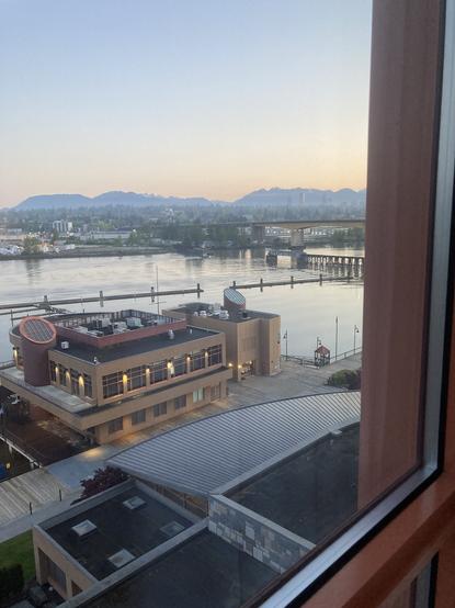 Hotel view of Fraser River beside YVR hotel
