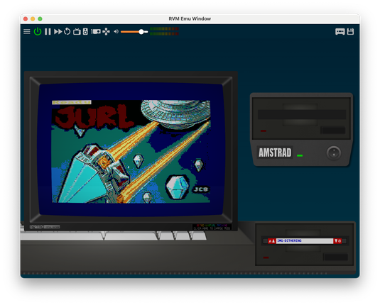 A screenshot of an Amstrad emulator showing the loading screen for a game called Jurl