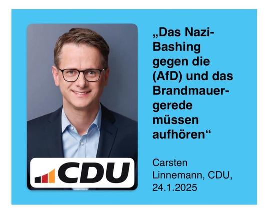 Tasten linnemann CDU, das Nazi bashing gegen die AFD und das brandmauergerede müssen aufhören
