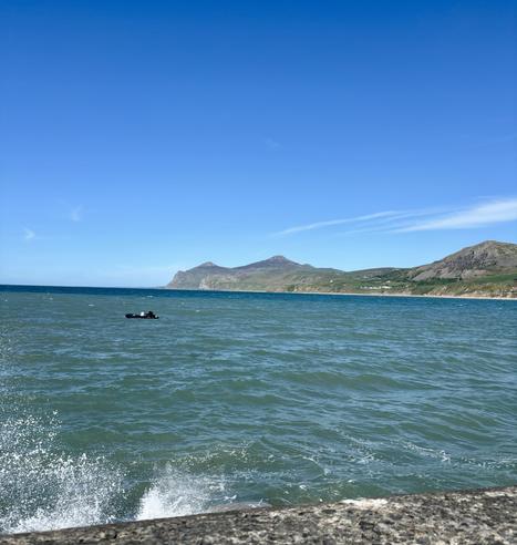 Views from the harbour wall on Nefyn beach