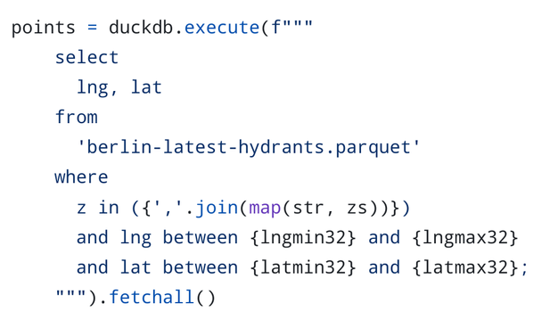 sql code with duckdb