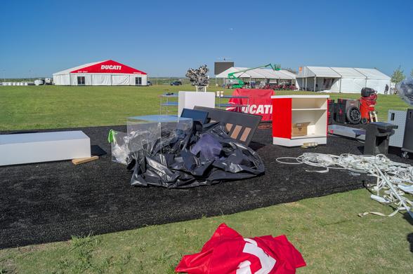 A pile of display items after a storm came and knocked everything over