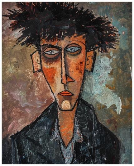 what appears to be a generative AI "painting" by Amedeo Modigliani, claimed as a Modigliani (no date)