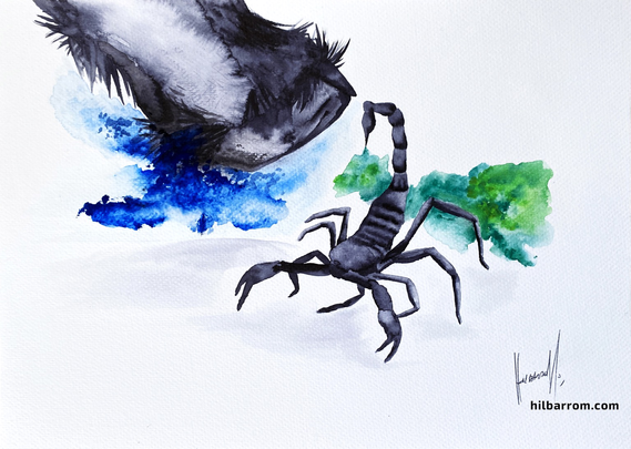 HILBARROM FAUNA 009 [Watercolor-Ink/Acuarela-Tinta] ©HILBARROM   #hilbarrom #ao #exeo #artist #artista #art #arte #artwork #obra #painting #pintura #ilnaoexeo #leonardokubrick #graphicsymptoms #watercolor #acuarela #ink #tinta #inkdrawing #fauna #scorpion #escorpion #venom #poison #animals #animales #nature #naturaleza #danger #peligro