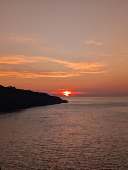Sunset on the sea in Sorrento
