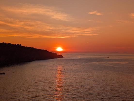 Sunset on the sea in Sorrento