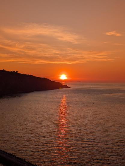 Sunset on the sea in Sorrento