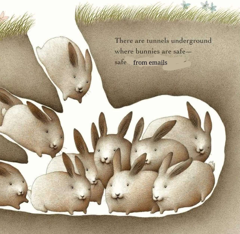 there are tunnels underground where bunnies are safe -- safe from emails
