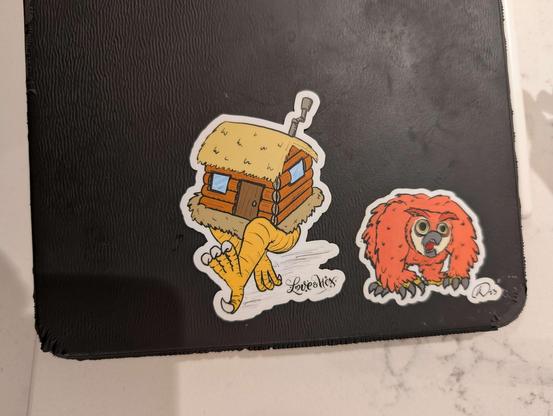 Dojo and Chrlie, stickers on an iPad