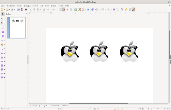 Tux Stickers shaped in the form of an bitten-into apple